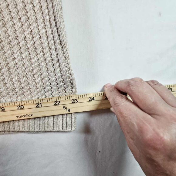 Vintage Eddie Bauer Mens XL Chunky Ribbed Knit Henley Sweater Oatmeal Brown - Picture 9 of 11